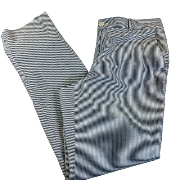 Ralph Lauren Green Label EDITA Lined Pant Slim Blue/White Pinstripe Sz 12 Petite - Picture 2 of 13